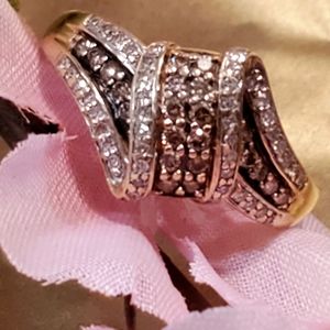 🌺10KT GOLD CHAMPAGNE DIAMOND RING